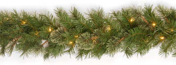 Artificial Spruce Garland with Lights and Cones