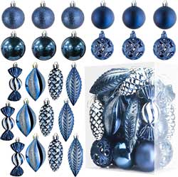 Blue Holiday Ornament Set for Trees, Wreaths and Garlands