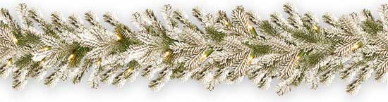 Flocked Spruce Garland with Lights