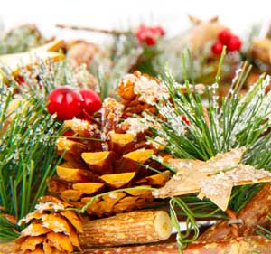 Homemade Garland Ideas with Pinecones, Berries, Cinnamon Sticks, Stars, Flocking, Glitter