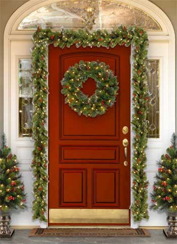 How to Decorate with a Lighted Pine Garland Around Doorway