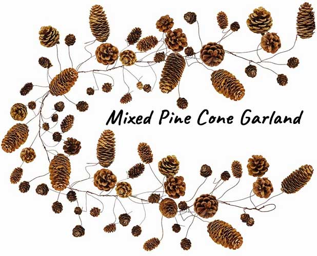 Mixed Pine Cone Garland with Natural Dried Cones