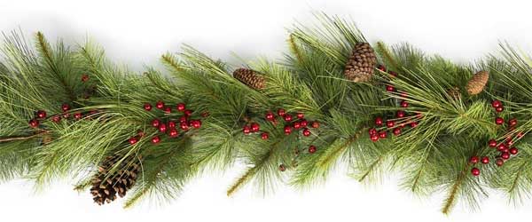 Mixed Pine Garland with Berries and Pine Cones