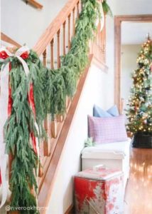 Christmas Norfolk Pine Natural Touch Garland Decorating Staircase Railing