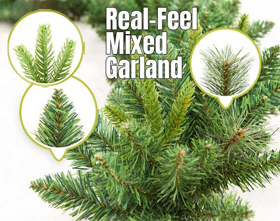 Pre-Lit Mixed Pine Garland with Realistic Feel